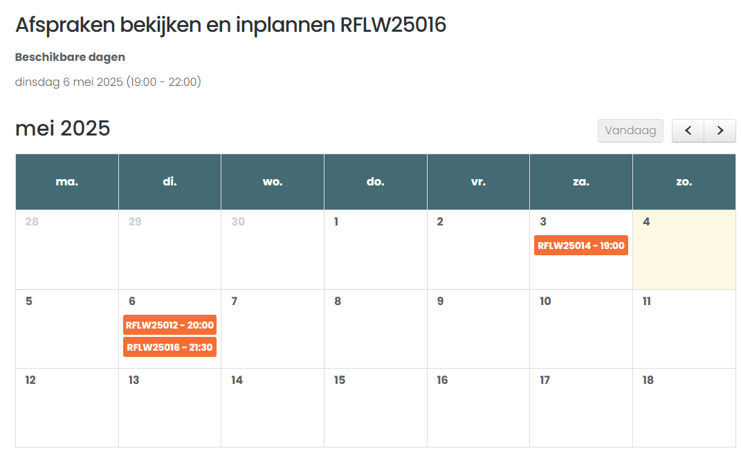 Afspraak bekijken en inplannen